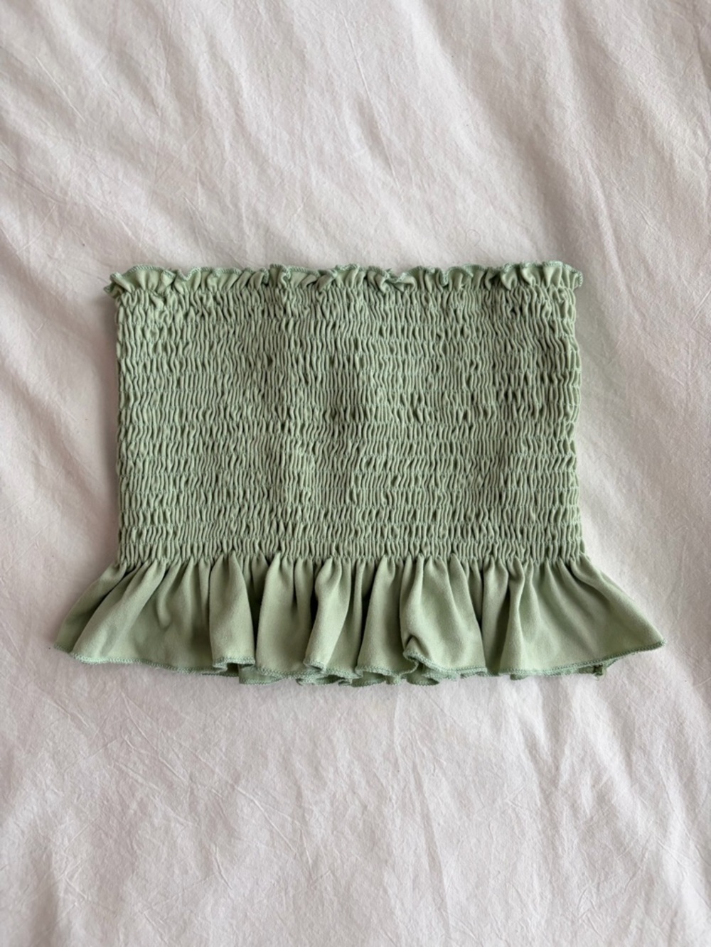 Forever 21 Sage Green Smocked Tube Top